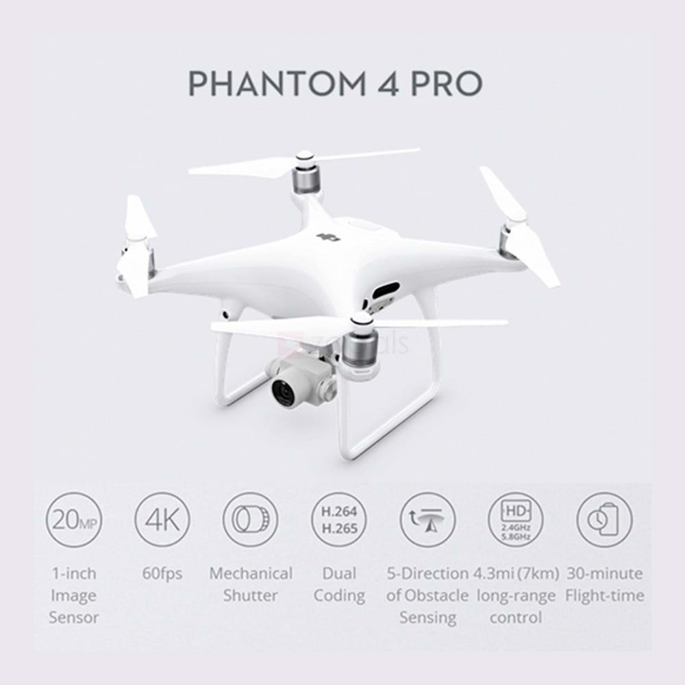 ALQUILER DE DRONES DJI PHANTOM 4 PRO 20 MP 30 MINUTOS CP.PT.000936